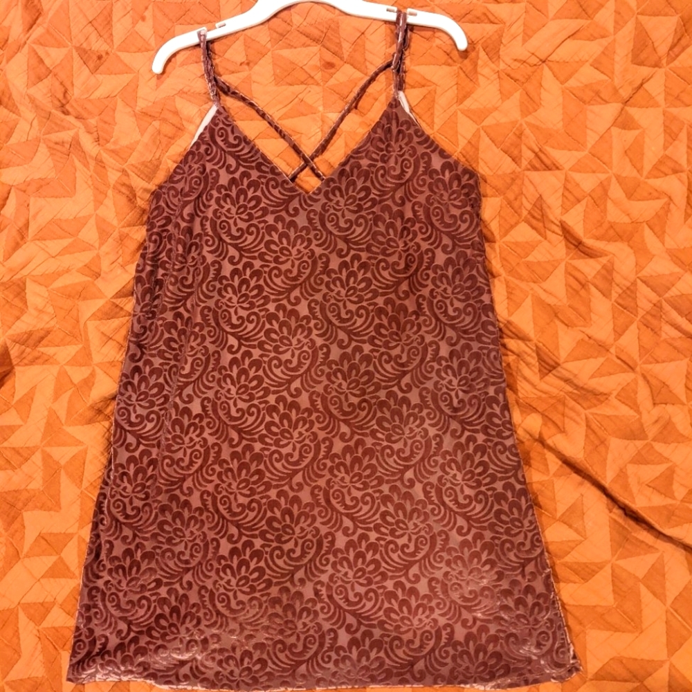 Libby story mauve pink dress with velvet pattern